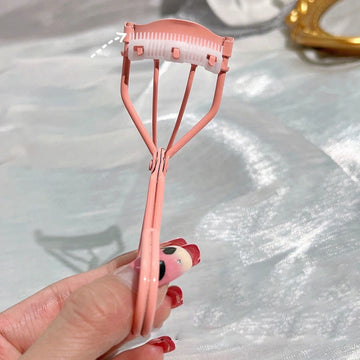 Pink Eyelash Curler with Eyelash Comb