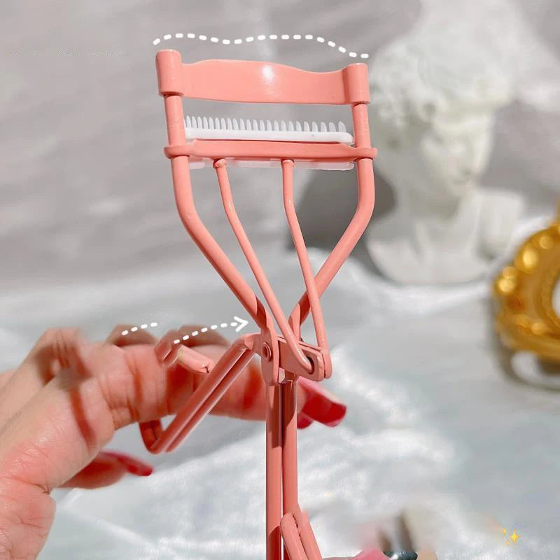 Pink Eyelash Curler with Eyelash Comb